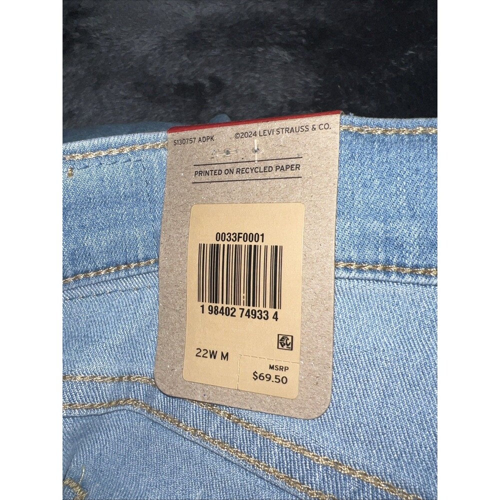 SIZE 22W Levi's 318 Shaping Wide Leg Jean Women Blue Stretch Denim - Picture 3 of 11